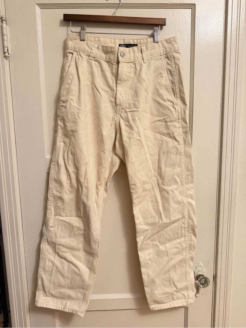 Zara Cream Casual Workwear Pants